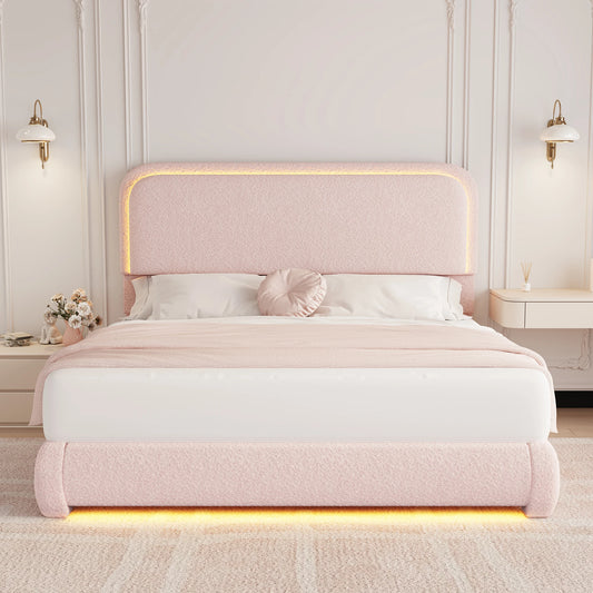 SIBEDS Teddy Velvet LED Bed Frame with Storage Drawers & 50" Headboard