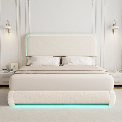 SIBEDS Teddy Velvet LED Bed Frame with Storage Drawers & 50" Headboard