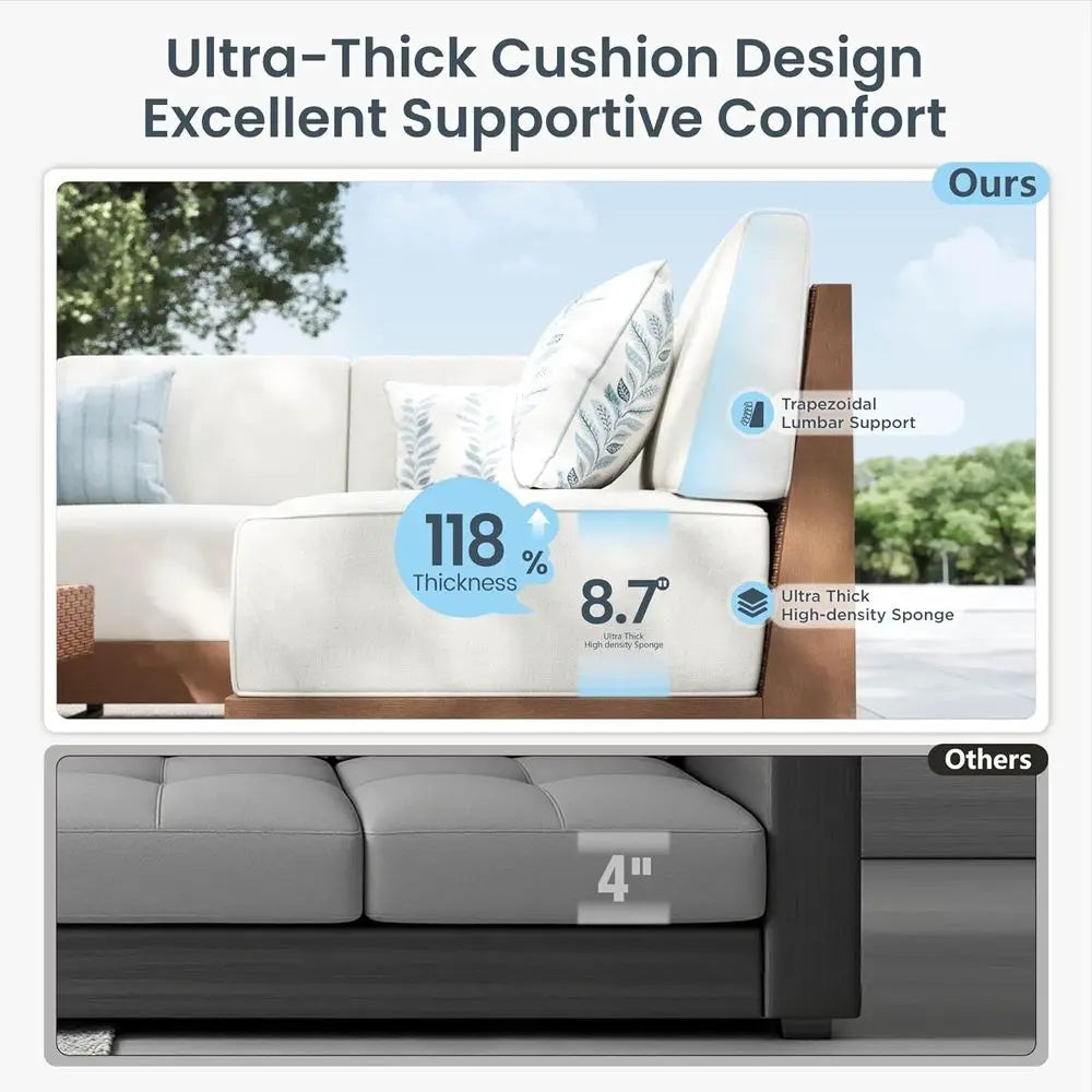 6-Piece Patio Furniture Set – L-Shape Outdoor Sectional with 8.7" Ultra-Thick Cushions, All-Weather Wicker & HDPE