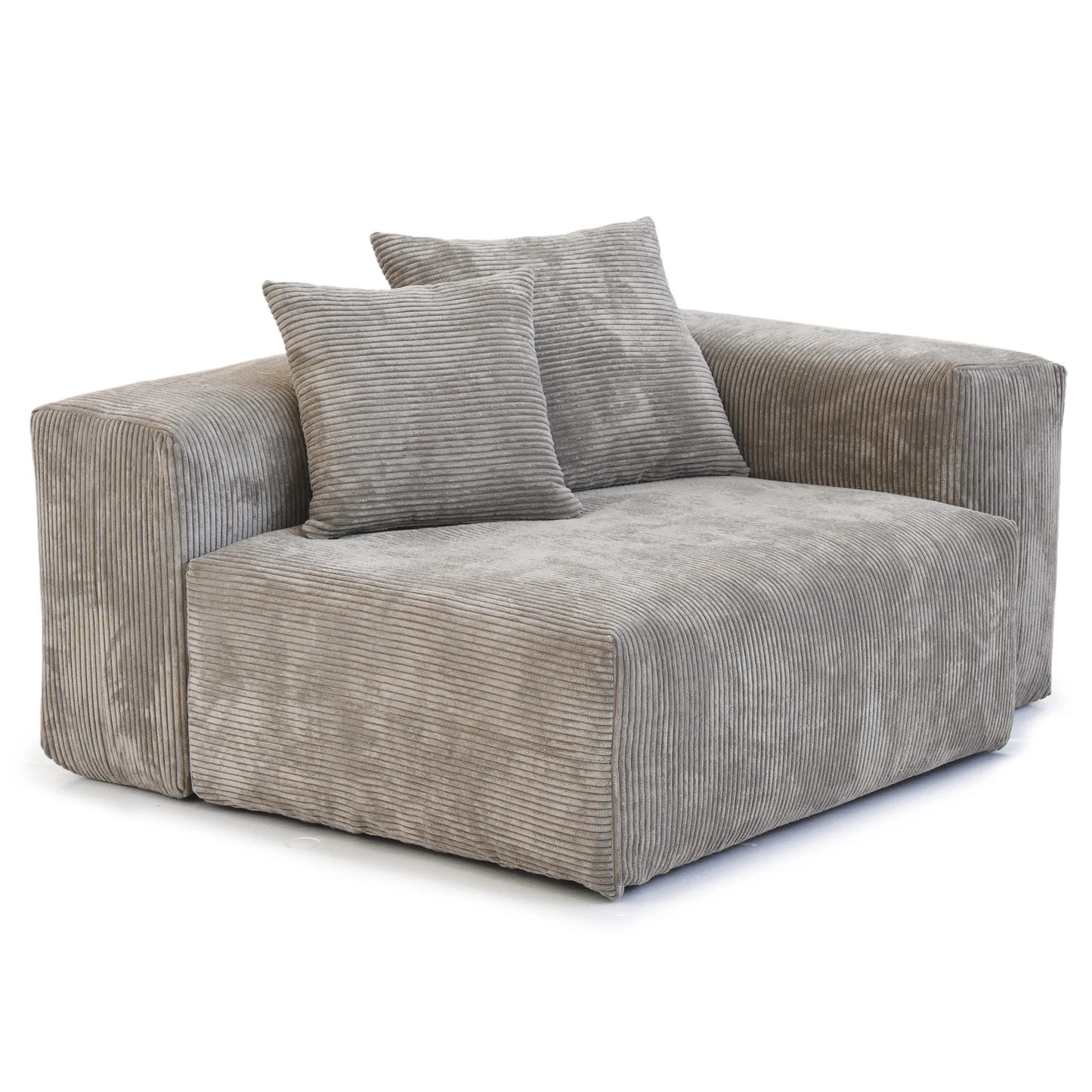 141" L-Shaped Corduroy Sectional Sofa with Ottoman | Oversized 3-Seater with Removable Covers
