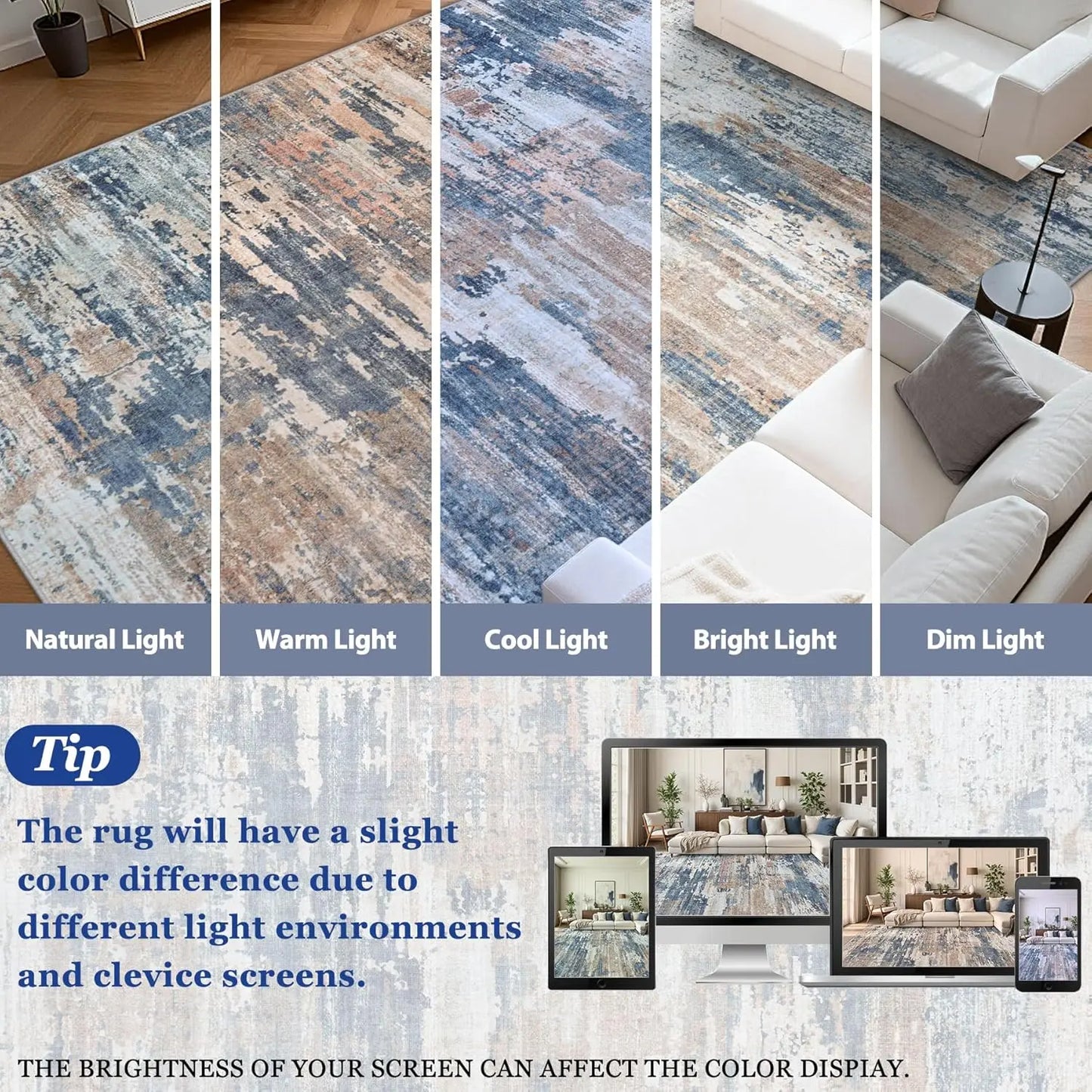 9x12 Abstract Area Rug – Machine Washable, Non-Slip & Stain Resistant