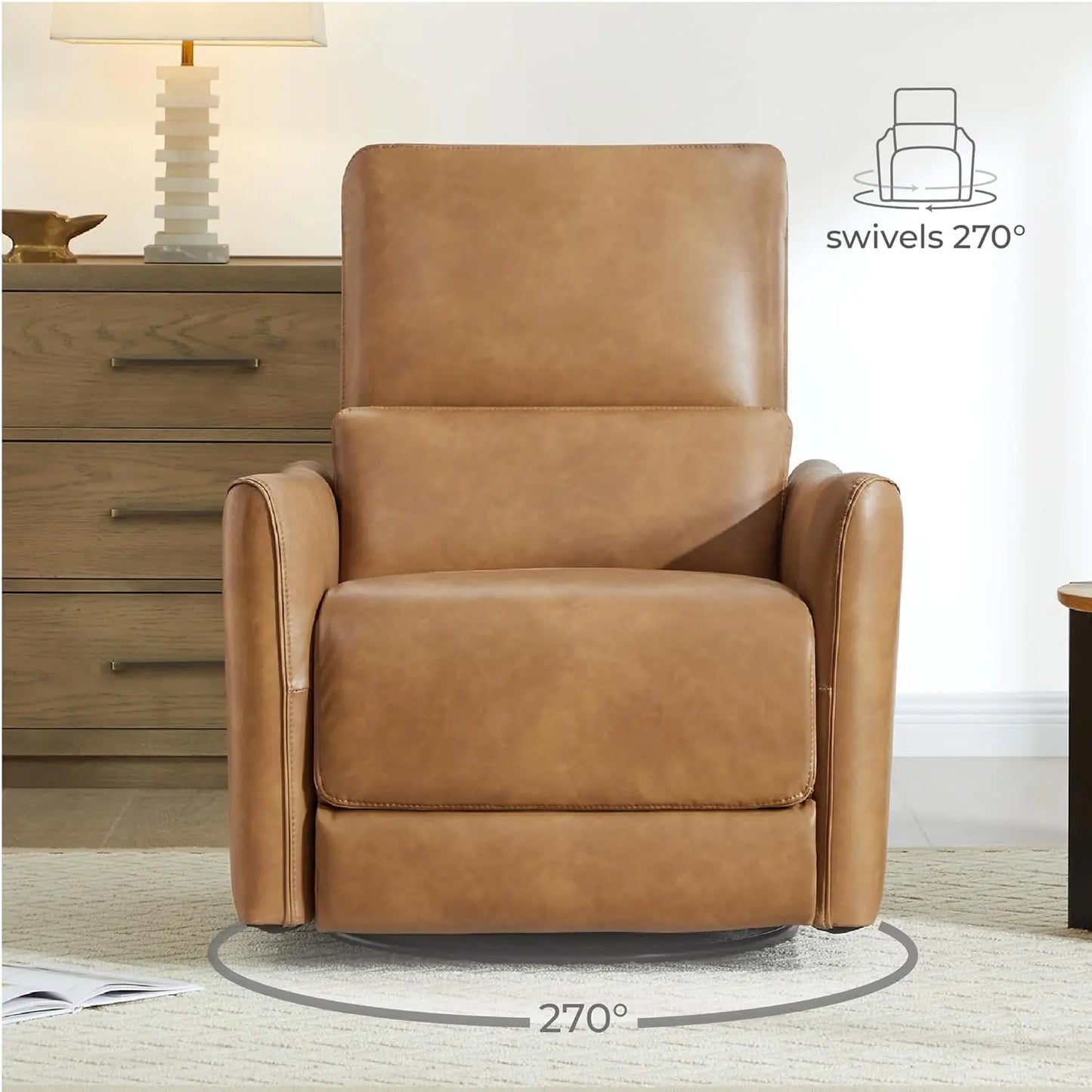 Power Swivel Glider Recliner Chair with Lumbar Support & USB Charging