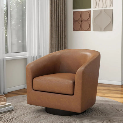 360° Swivel Barrel Chair Set of 2 | Upholstered Accent Armchair for Living Room & Bedroom