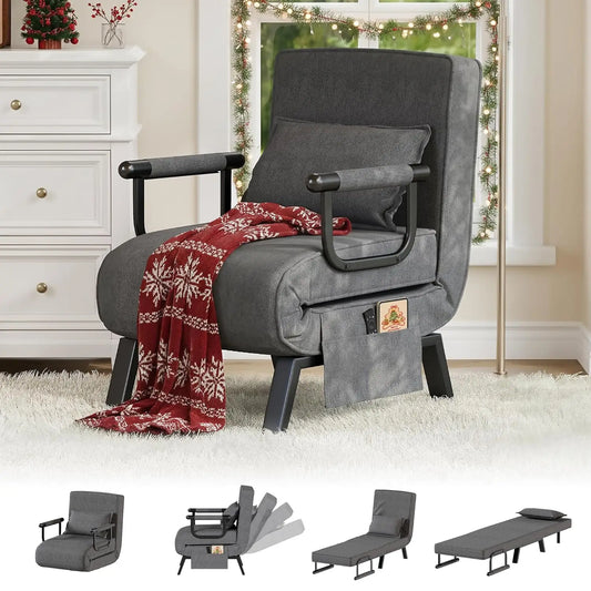 5-in-1 Convertible Sleeper Chair Bed – Adjustable Folding Sofa with Side Pockets