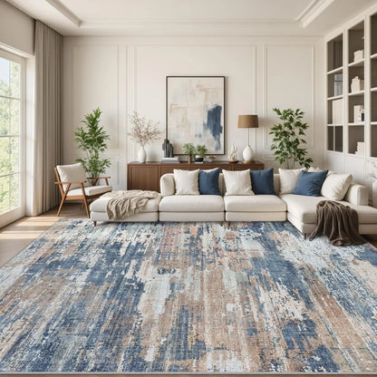 9x12 Abstract Area Rug – Machine Washable, Non-Slip & Stain Resistant