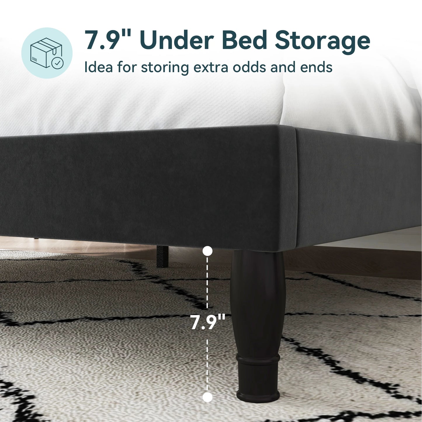 Velvet Platform Bed Frame with Adjustable Tiara Headboard – Diamond Tufted, Under-Bed Storage, No Box Spring Needed