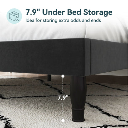 Velvet Platform Bed Frame with Adjustable Tiara Headboard – Diamond Tufted, Under-Bed Storage, No Box Spring Needed
