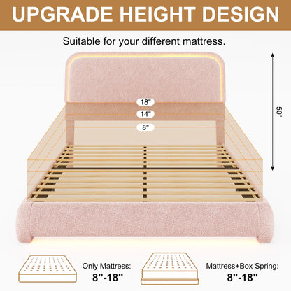 SIBEDS Teddy Velvet LED Bed Frame with Storage Drawers & 50" Headboard