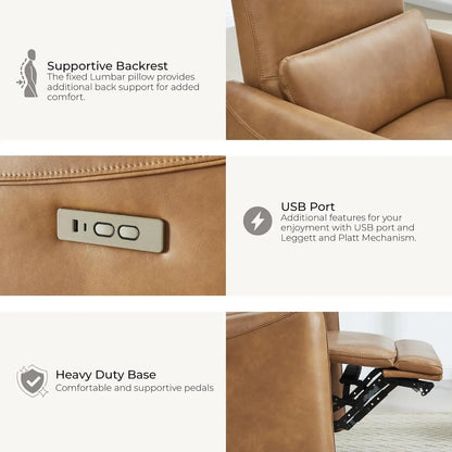 Power Swivel Glider Recliner Chair with Lumbar Support & USB Charging