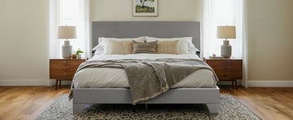 Upholstered Bed Frame with Adjustable Headboard – Soft Linen Fabric, Noise-Free, No Box Spring | Full Queen King