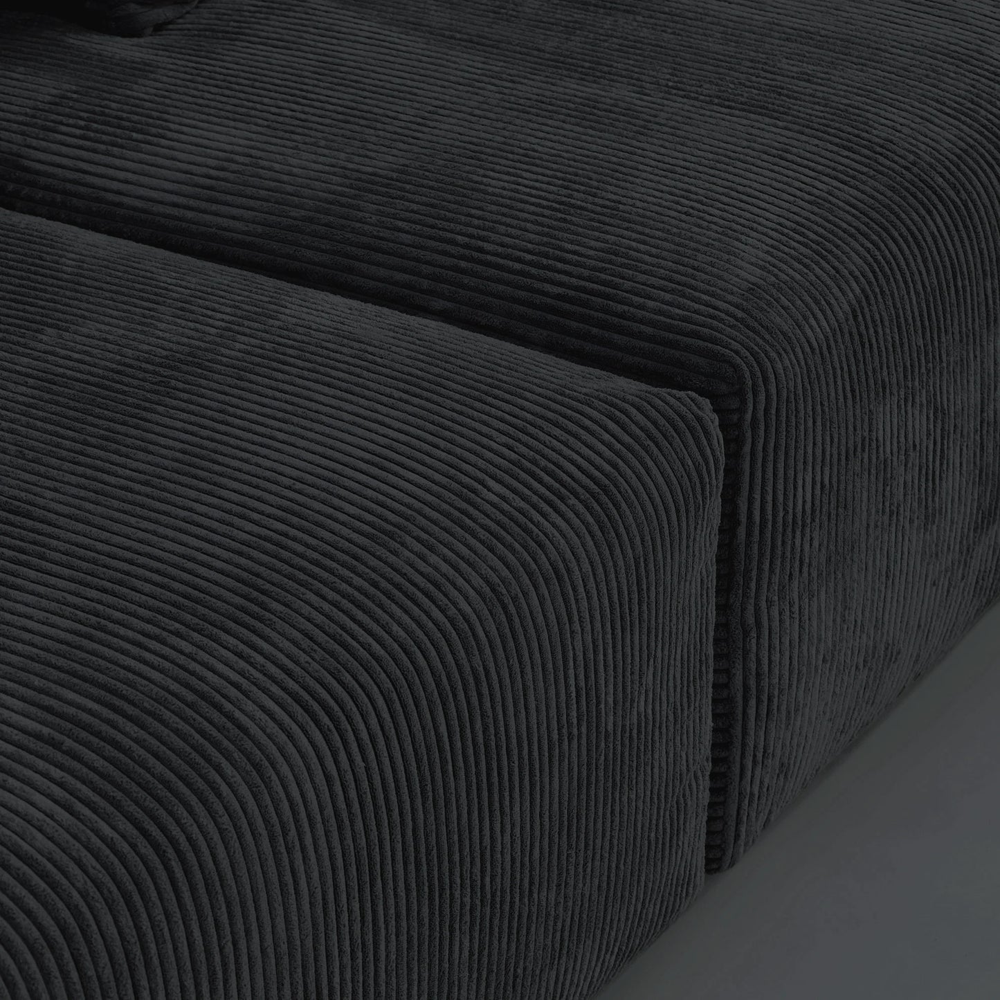 141" L-Shaped Corduroy Sectional Sofa with Ottoman | Oversized 3-Seater with Removable Covers