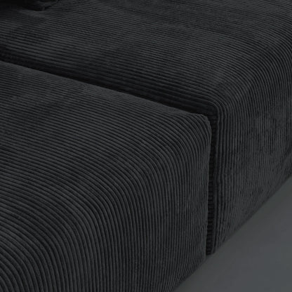 141" L-Shaped Corduroy Sectional Sofa with Ottoman | Oversized 3-Seater with Removable Covers