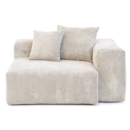 141" L-Shaped Corduroy Sectional Sofa with Ottoman | Oversized 3-Seater with Removable Covers