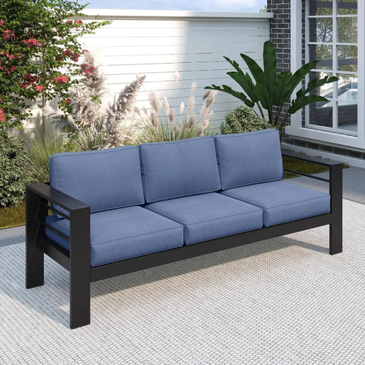 3-Seat Aluminum Patio Sofa – All-Weather Cushions, Modern Outdoor Sectional