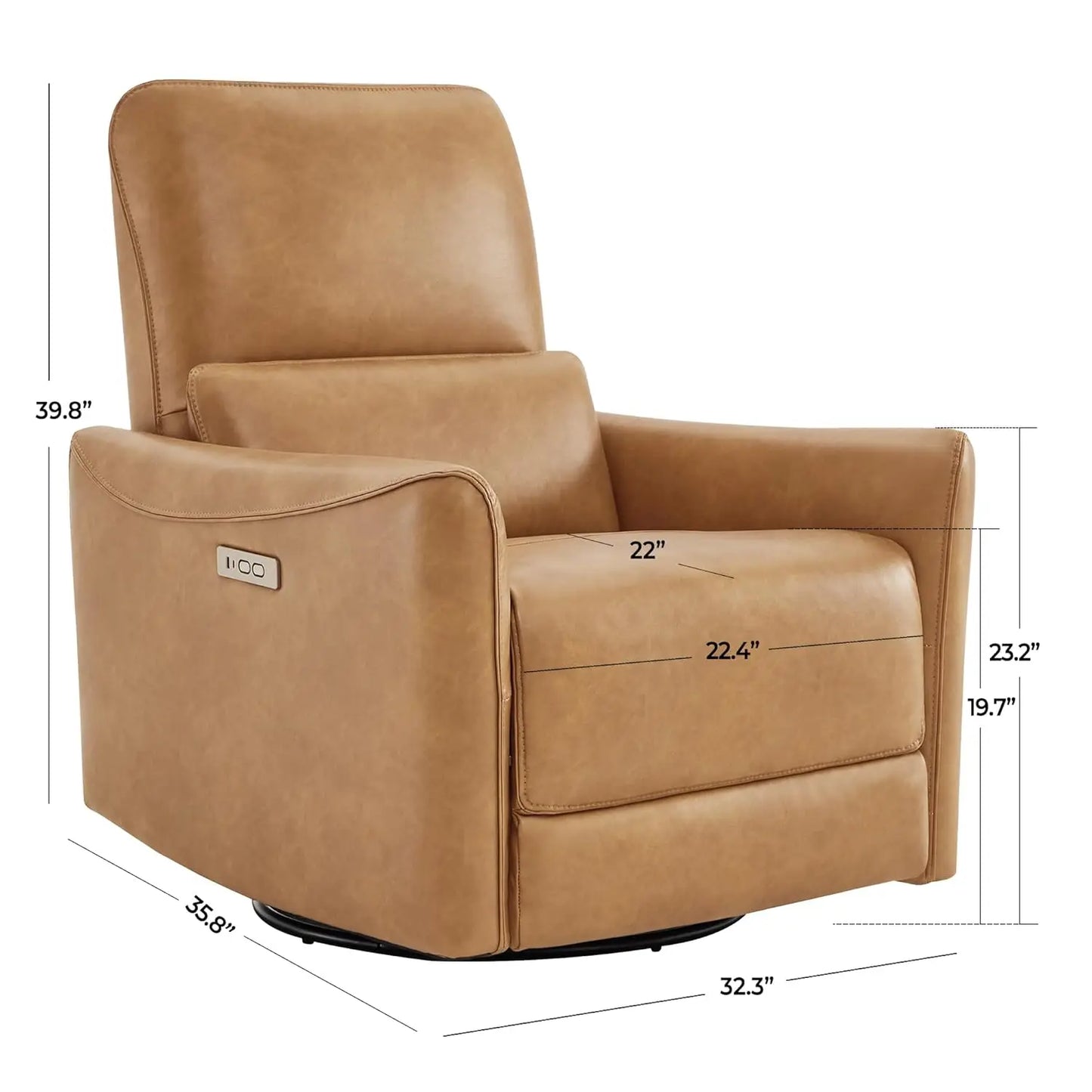 Power Swivel Glider Recliner Chair with Lumbar Support & USB Charging