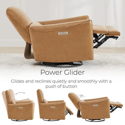 Power Swivel Glider Recliner Chair with Lumbar Support & USB Charging