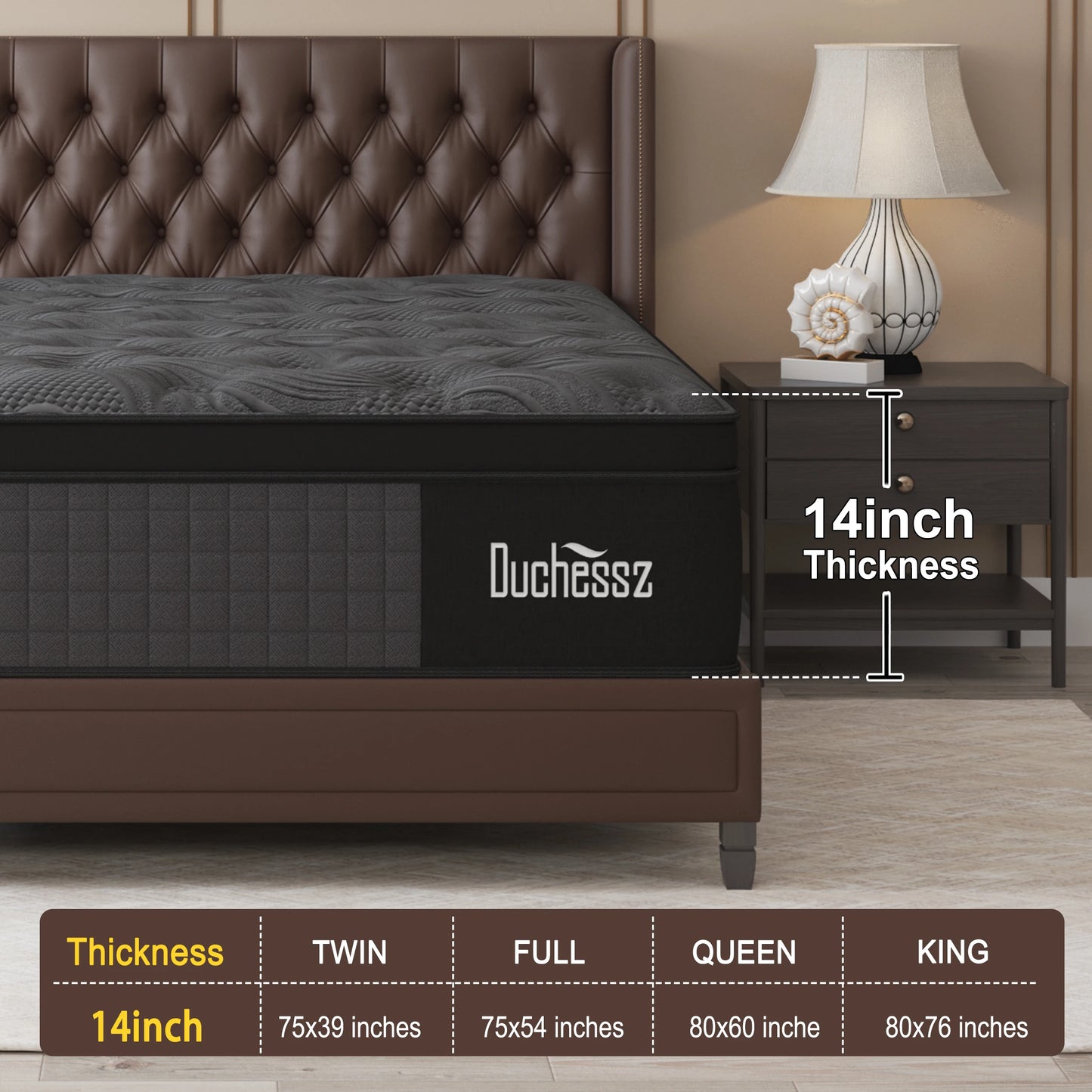 Sweetlove Euro Top Hybrid Mattress – Pocket Spring & Gel Memory Foam, Medium Firm, 14"