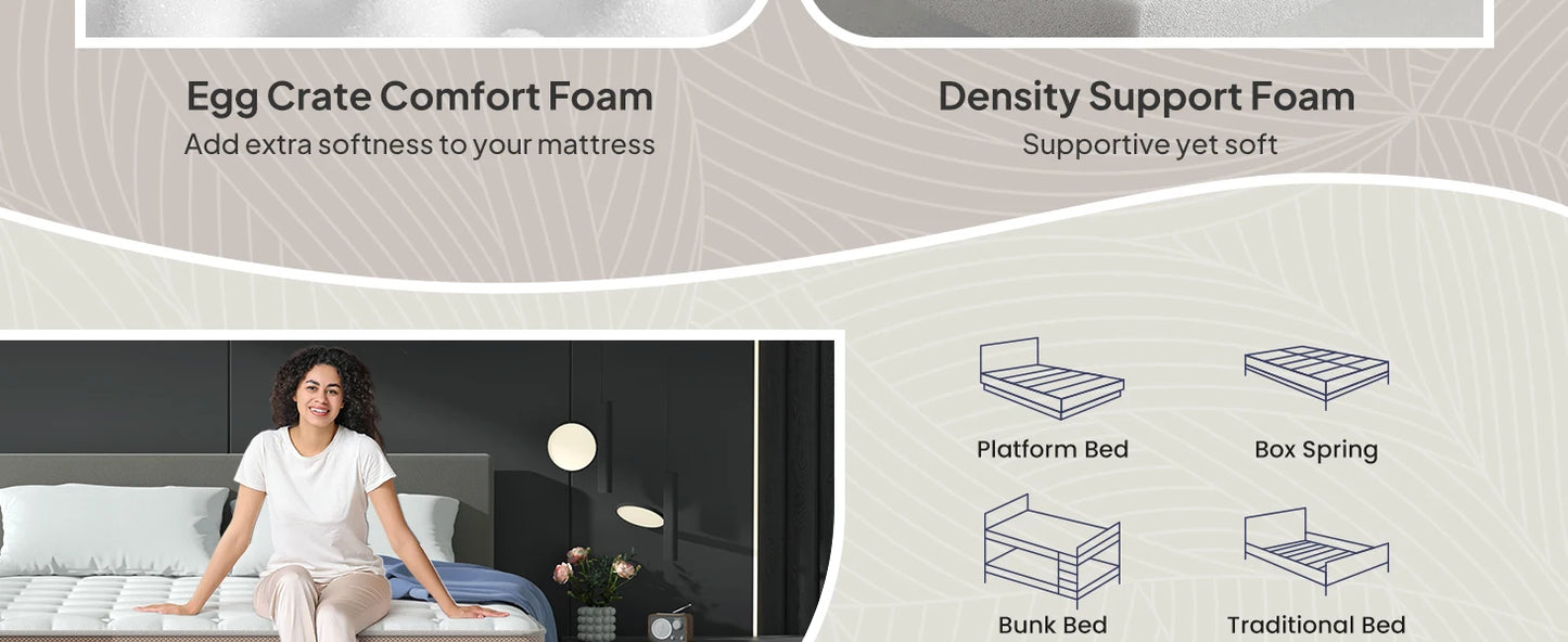 BedStory 14" Luxury Hybrid Mattress – Gel Memory Foam & Pocket Springs, Made in USA