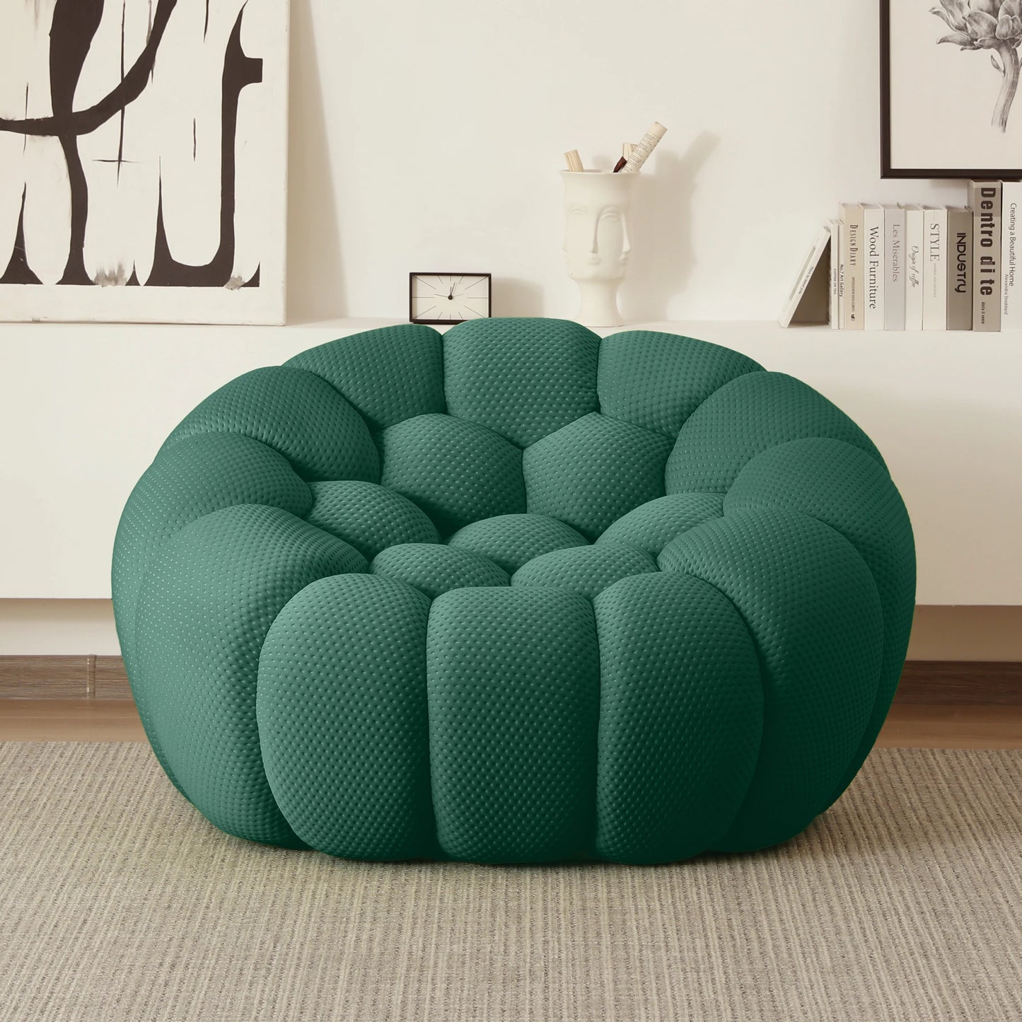 49" Oversized Boneless Bubble Couch – 3D Honeycomb Design, No Assembly Required