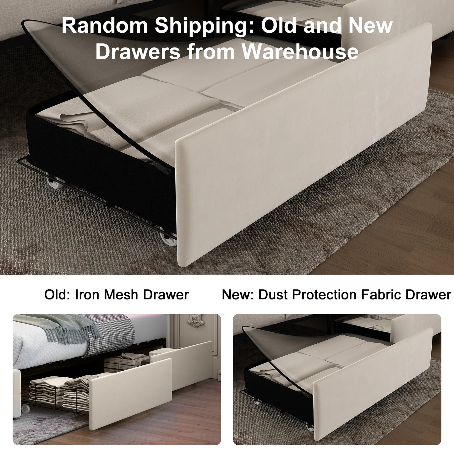 Velvet Wingback LED Bed Frame with Galaxy Projector, Bluetooth Speaker & 4 Storage Drawers – Full XL Queen King