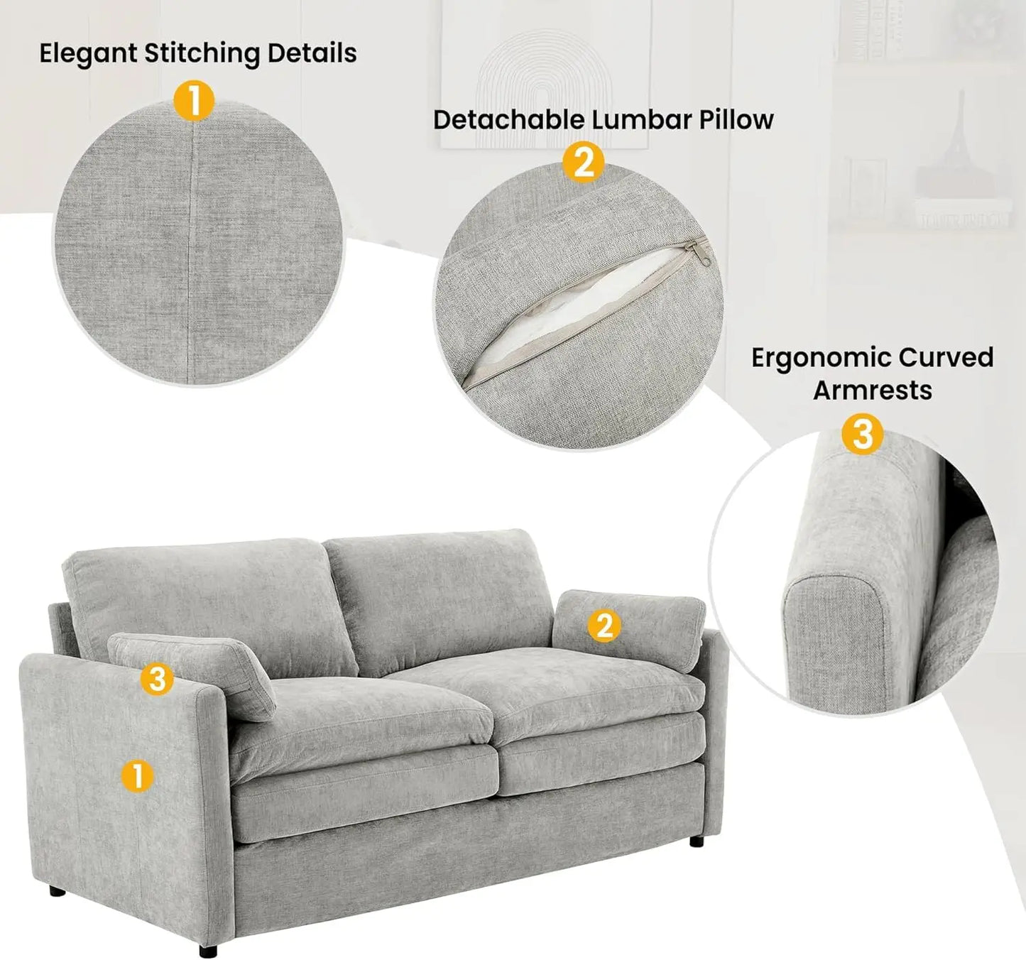 2-Piece Chenille Cloud Sofa Set | Oversized 3-Seater Couch & Loveseat with Double Plush Cushions