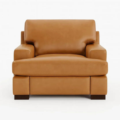 Executive Leather Lounge Chair – Tan Accent Chair for Office & Reception