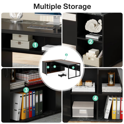 Tribesigns 71" L-Shaped Executive Desk with Storage Cabinet & Shelves