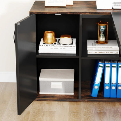 Tribesigns 71" L-Shaped Executive Desk with Storage Cabinet & Shelves