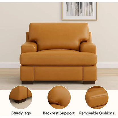 Executive Leather Lounge Chair – Tan Accent Chair for Office & Reception