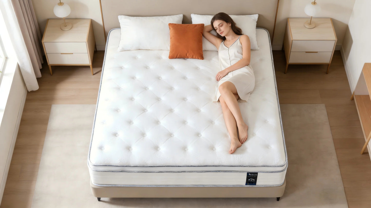 Madevos Hybrid Mattress – Pocket Springs & Foam, Medium Firm, Motion Isolation, 10"–14"