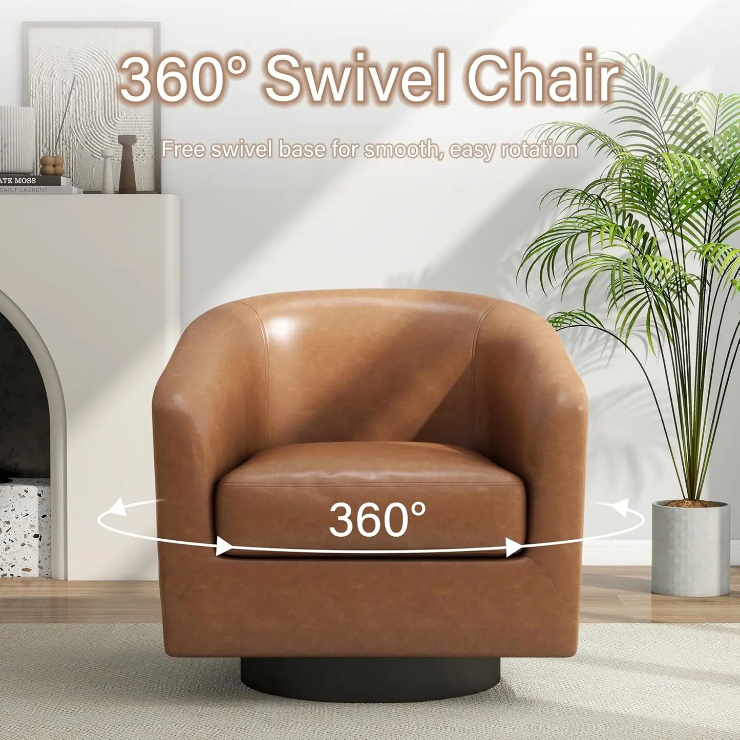 360° Swivel Barrel Chair Set of 2 | Upholstered Accent Armchair for Living Room & Bedroom