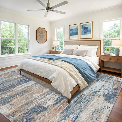 9x12 Abstract Area Rug – Machine Washable, Non-Slip & Stain Resistant