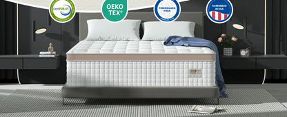 BedStory 14" Luxury Hybrid Mattress – Gel Memory Foam & Pocket Springs, Made in USA