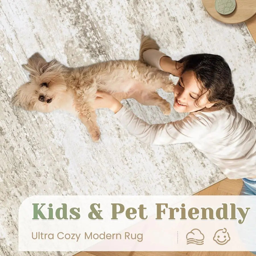 Abstract Area Rug 8x10 – Soft, Non-Slip, Machine Washable for Living Room, Bedroom & Nursery
