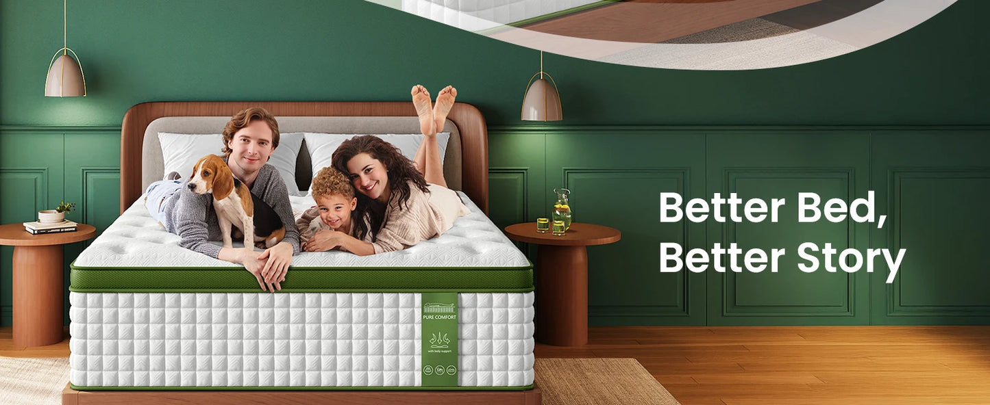 BedStory Hybrid Mattress – Gel Memory Foam & Pocket Springs (12" & 14", Full/Queen/King)